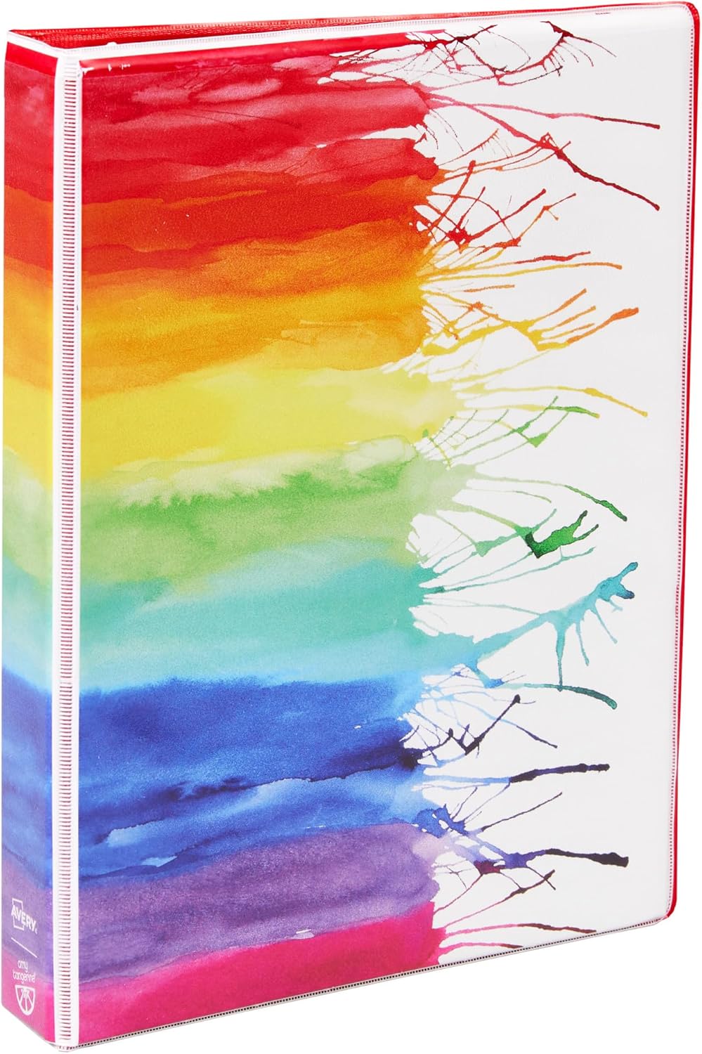 Avery Mini 3 Ring Binder, Holds 5.5" x 8.5" Paper, 1" Round Rings, 175-Sheet Capacity, 1.4 Inch Wide Spine, Watercolor Rainbow Design, Great for Home, Office, School Supplies, and More (18713)