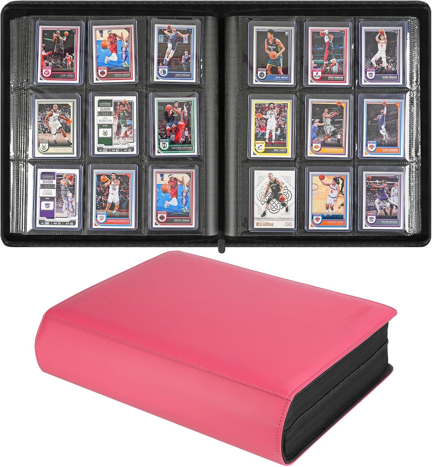 9 Pocket TopLoader Binder, Holds 360 3”x4” Toploader Hard Cases, Sleeves Card Collection Binder, 20 Double Sided Pages, Compatible with Trading & Sports Holder - Black