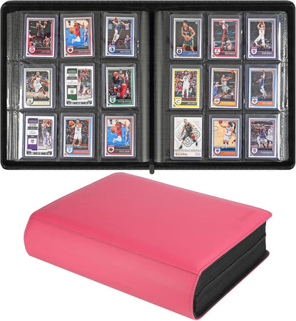 9 Pocket TopLoader Binder, Holds 360 3”x4” Toploader Hard Cases, Sleeves Card Collection Binder, 20 Double Sided Pages, Compatible with Trading & Sports Holder - Black
