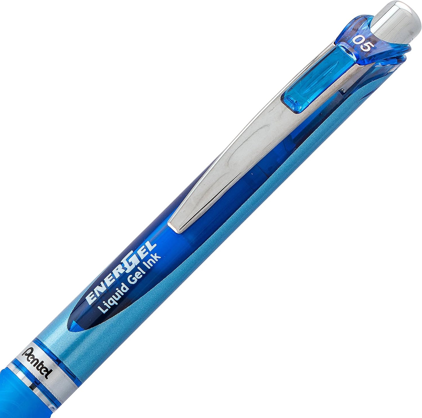 Pentel® EnerGel™ Deluxe RTX Retractable Liquid Gel Pens, Fine Point, 0.5 mm, 54% Recycled, Blue Barrel, Black Ink, Pack Of 12 Pens