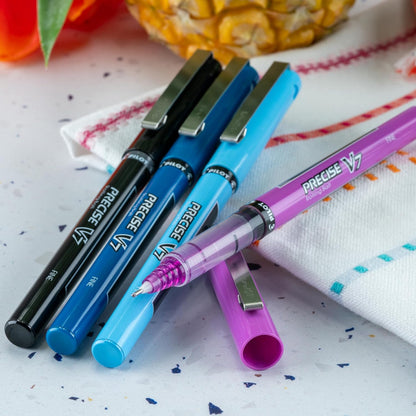 Pilot, Precise V7, Capped Liquid Ink Rollerball Pens, Fine Point 0.7 mm, Blue Ink Pens, Pack of 8 - Ideal for School, Journaling & Office Writing