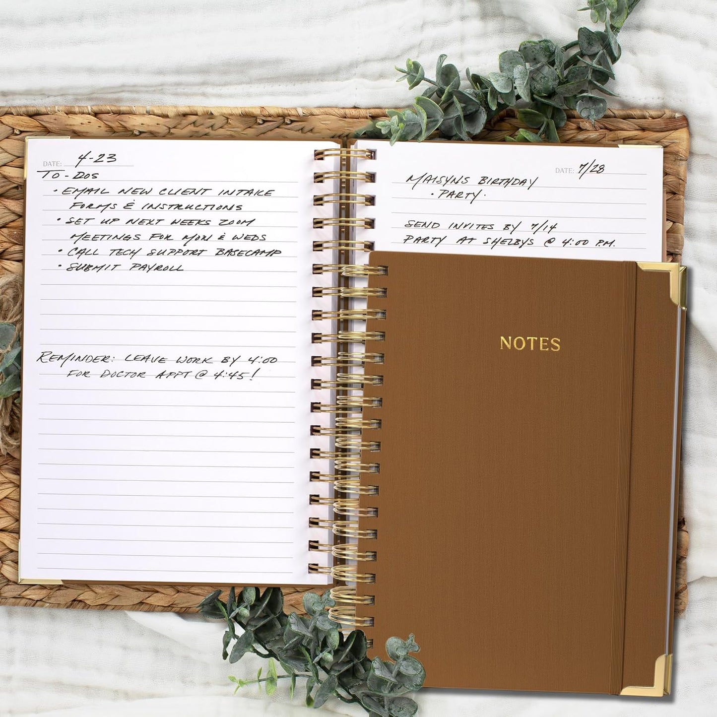 Aesthetic Thick Spiral Notebook Journal For Women in B5 Format - Modern Linen Hardcover College Ruled Note Book With 300 Lined Pages - Perfect For Writing And Staying Organized at Work or School