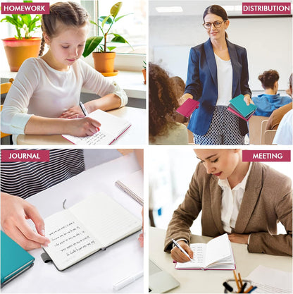 feela 3 Pack Pocket Notebook Journals with 3 Black Pens, A6 Mini Cute Small Journal Notebook Bulk Hardcover College Ruled Notepad with Pen Holder for Office School Supplies, 3.5”x 5.5”, Gray
