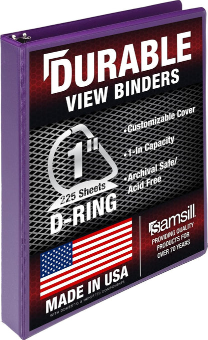 Samsill Durable 4 inch 3 Ring Binder, D Ring Binder, 100% Recycled Chipboard, Black, 2 Pack