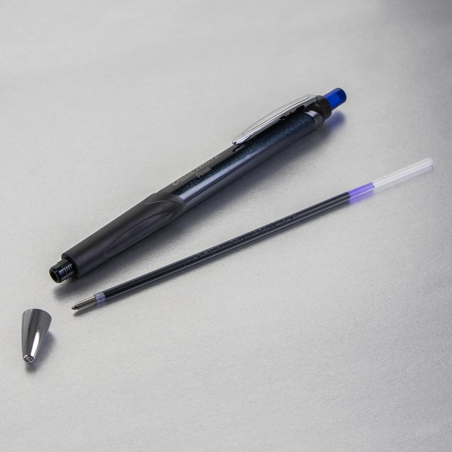 Pentel Glidewrite Signature Ballpoint Pen, (1.0mm) Medium, White Barrel, Blue Ink, Pack of 3 (BX930WBP3C)
