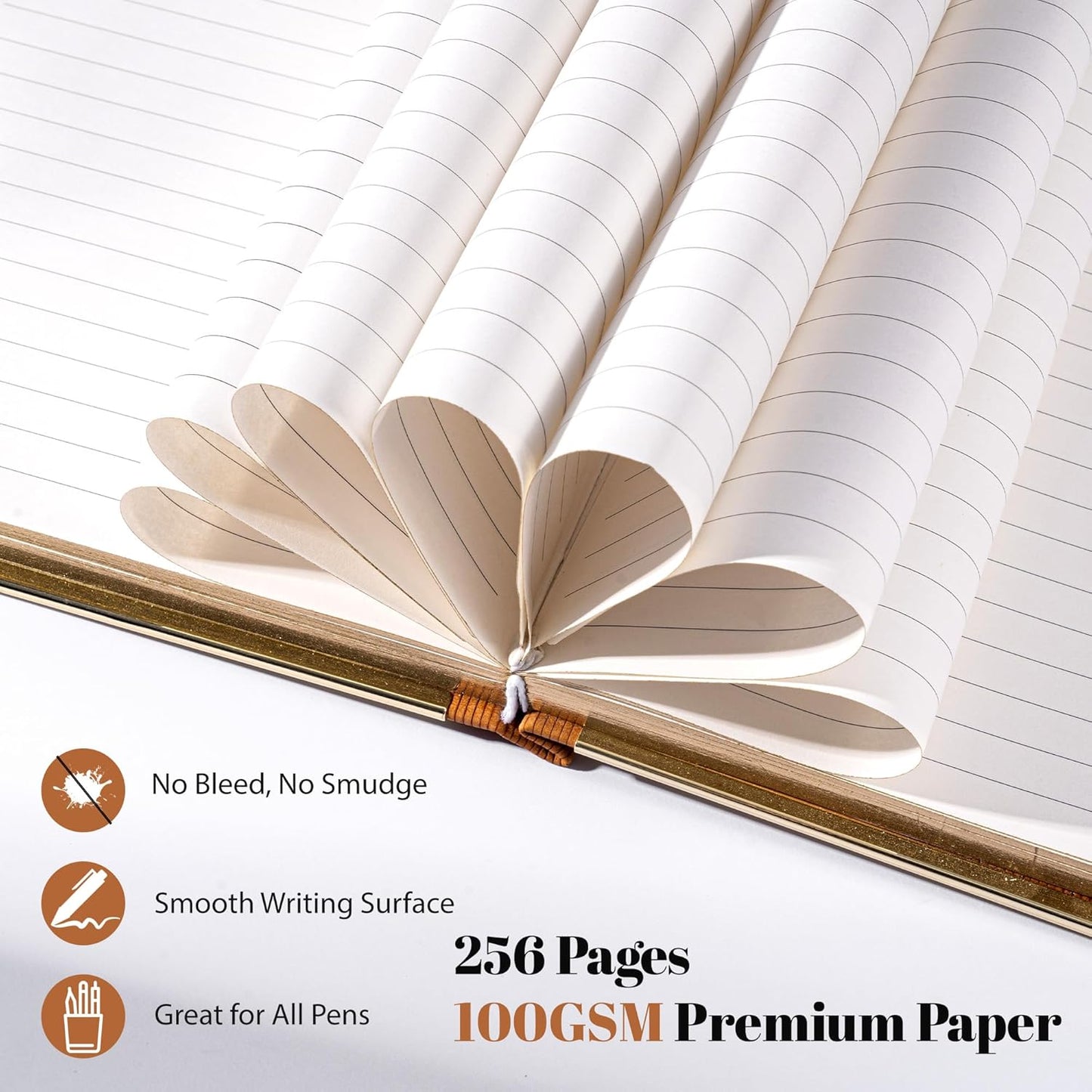 CAGIE Lined Journal for Men Women, Tree Growth Ring Leather Bound Journal Notebook, 256 Pages 100 GSM Journals for Writing, A5 Hardcover Journaling Notebooks for Work, Note Taking