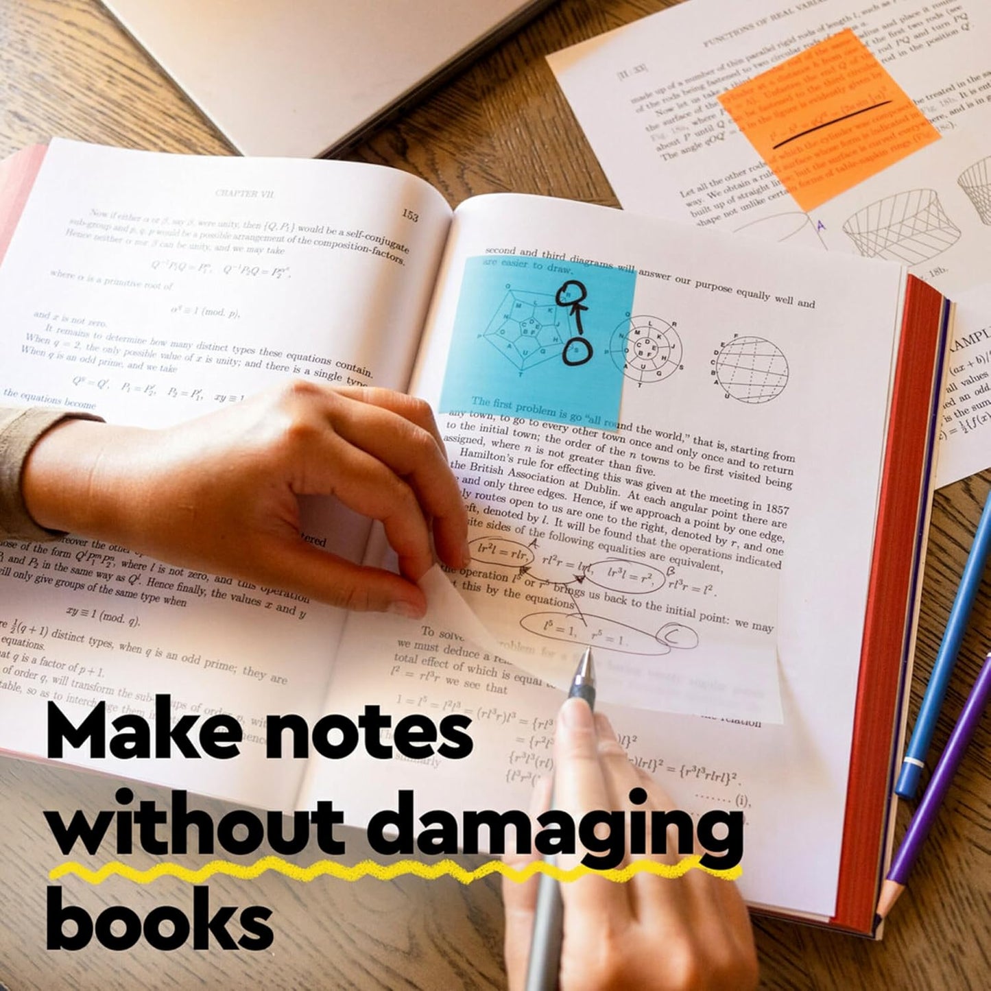 Post-it Transparent Notes, 2.8 in. x 2.8 in., Blue, Pink, Green and Orange Sticky Notes, School Supplies, Office Products, Great for Studying, 8 Pads