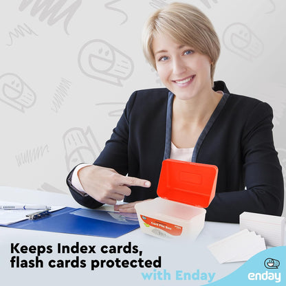 Enday Index Card Holder Pink, 3x5 Note Flash Card Organizer Case, Index Card File w/flip top, Notecard Recipe, Holder, Holds 250 Cards, Also Available in Purple, Red, Green, Blue, Grey (1 PC)