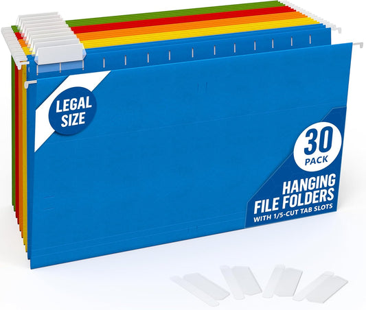 50 Pack Hanging File Folders Letter Size 8.5 x 11 - Colored File Folders Hanging with 1/5-cut Tabs - File Cabinet Folders - Letter Size Hanging File Folder Bulk - Hanging Folders for Filing Cabinet