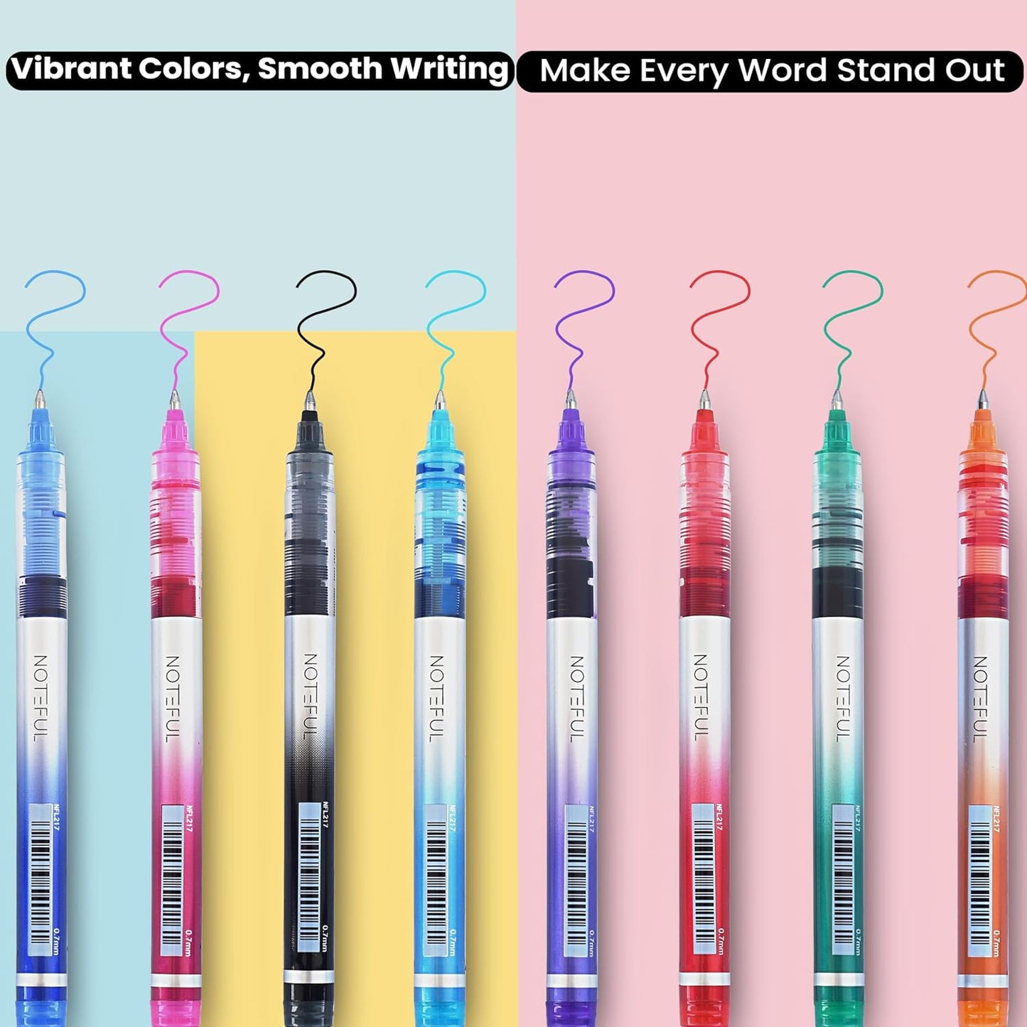 Liquid Ink Rollerball Pens, 0.7mm Medium Point Tip, Rolling pen for Drawing, Journaling and Smooth Writing - Pack of 8