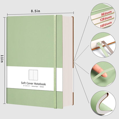 AHGXG Graph Paper Notebook - Grid Paper Notebook Large A4 8.5''×11'', 320 Pages Thick Journal, 100gsm Thick Graph Paper, Leather Softcover, Inner Pocket - Black