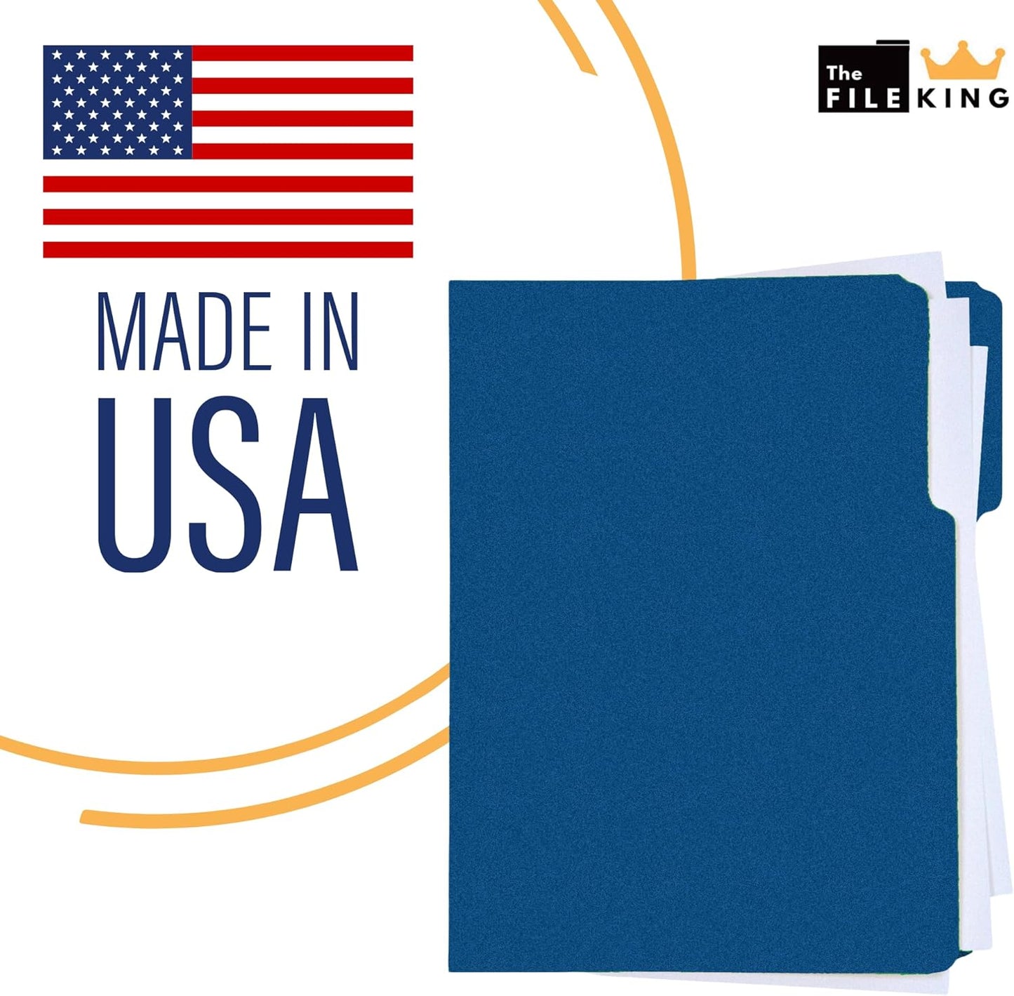 The File King 1/3 Cut File Folders Letter Size - 100 Pack | Manilla Folders 8.5 x 11 | Assorted 3 Tabs | Heavy Duty 11-Point Fiber | Made in USA | Undercut Front Style | Easy Labeling & Organization