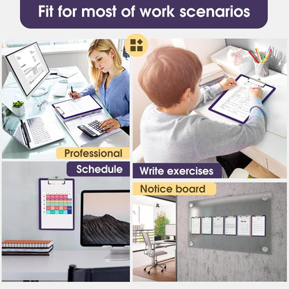 Plastic Clipboards 2 Pack, A4 Black Clip Board 8.5x11 for Classroom, Students, Kid, Woman, Size 9" x 12.5" with Low Profile Clip, Office & School Supply