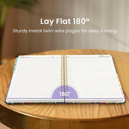 Large Lined Spiral Journal for Women Cute Hardcover 5 Subject Notebook for Work 8.5" x 11" with Removable Dividers & Tabs, College Ruled, 280 Pages Aesthetic Journal for Work, School & Note Taking, Garden of Whimsy