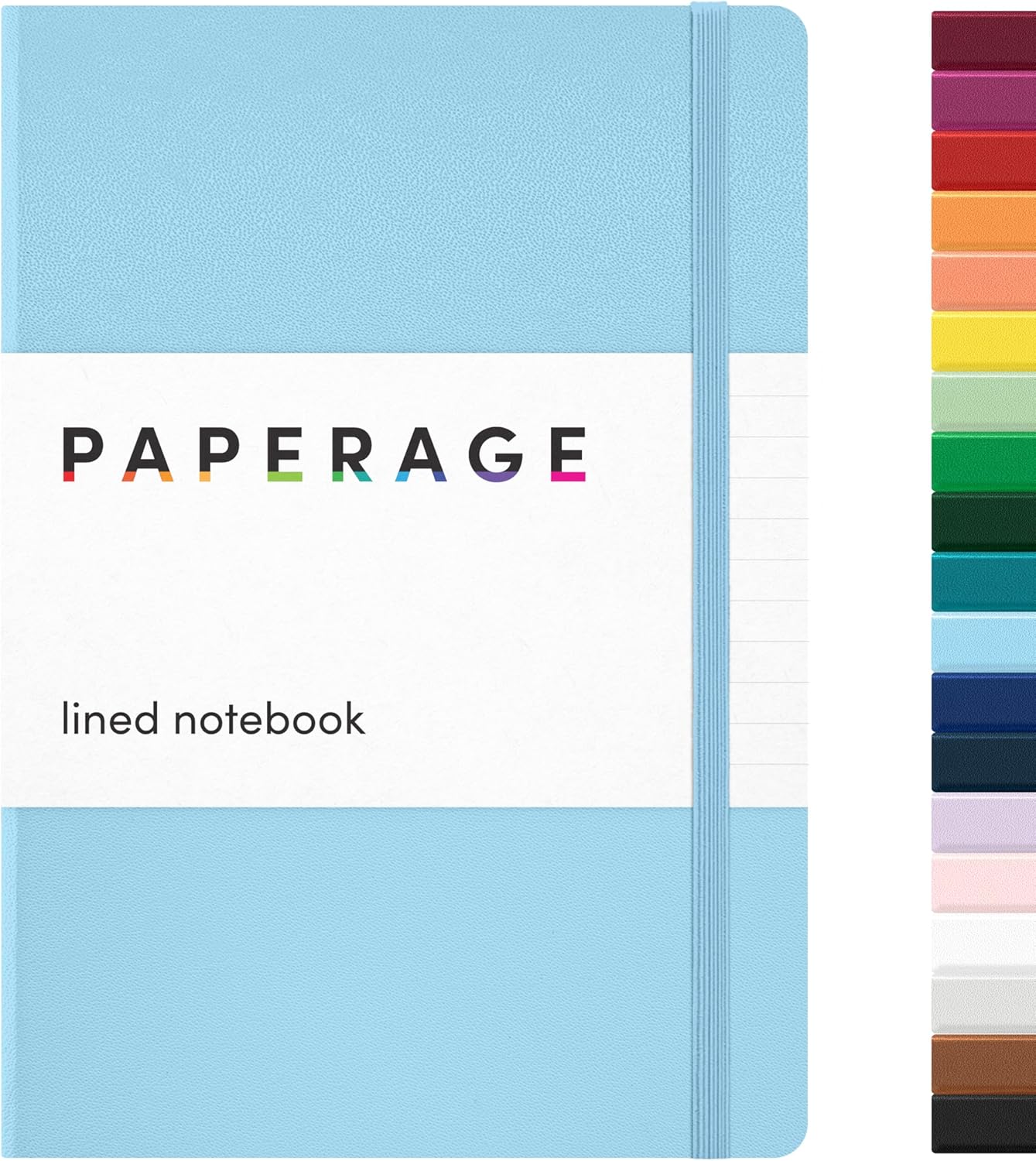 PAPERAGE Lined Journal Notebook, (Black), 160 Pages, Medium 5.6 in x 8 in - 100 GSM Thick Paper – Hardcover Journaling Notebook for Work, School & Note Taking