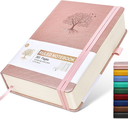 Lined Journal Notebook -365 Pages A5 Thick Journals for Writing Ruled Notebook, Hardcover Leather Journal for Women Men Daily Journal Notebook for Work, Note Taking, 100Gsm Lined Paper( 5.75'' X 8.38'' Green)