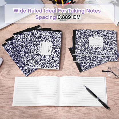 Fainne 20 Pieces Composition Notebooks 80 Pages Half Size Wide Ruled 4-7/8 x 7-1/2" Composition Books 11/32" Spacing Assorted Primary Covers Bulk(Green,Snowflake)