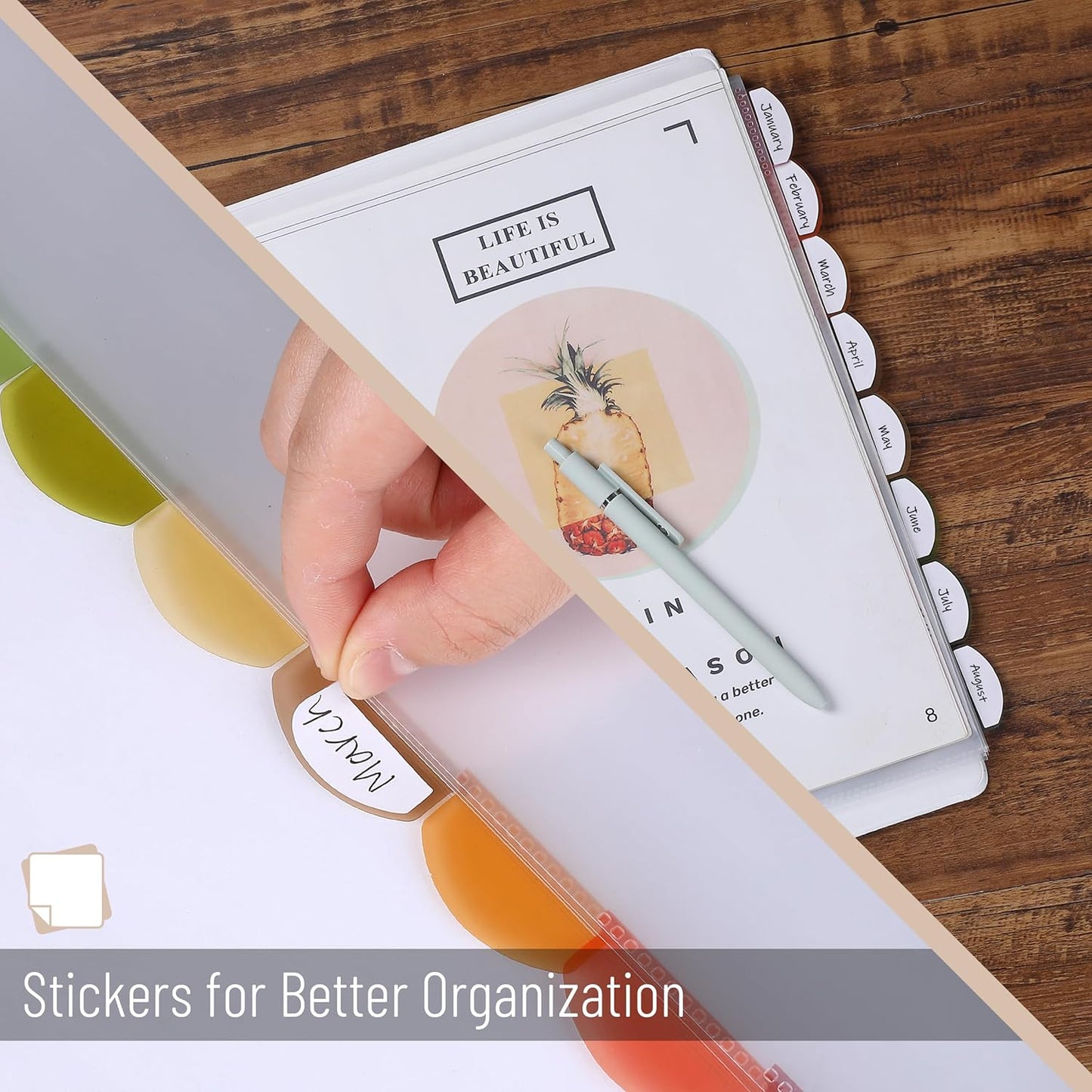 Mr. Pen- Clear Sheet Protectors with Tabs, 8.5x11 Inches, 8 Tabs, 2 Sets, Durable Clear Plastic Dividers for 3 Ring Binders, Insertable Index Page Divider with Multicolor Tabs