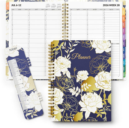 SUNEE 2026-2027 Appointment Book, Quarter-Hourly, Weekly & Monthly - from July 2026 to June 2027, 8.5"x11" Academic Planner, Flexible Cover, Note Pages, Bookmark, Spiral Binding, Black