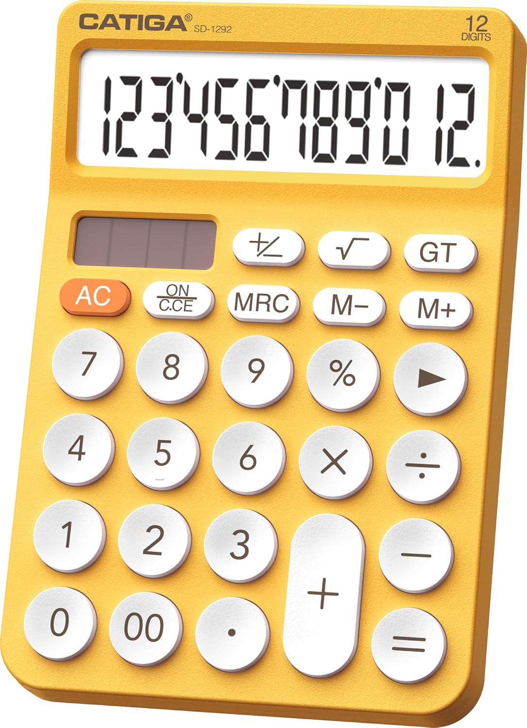 CATIGA 12 Digit Desktop Calculator Basic Desk Calculator with Large LCD Display, Big Buttons, 4 Function, Solar and Battery Dual Power, for Office, School, Home, SD-1292 Green