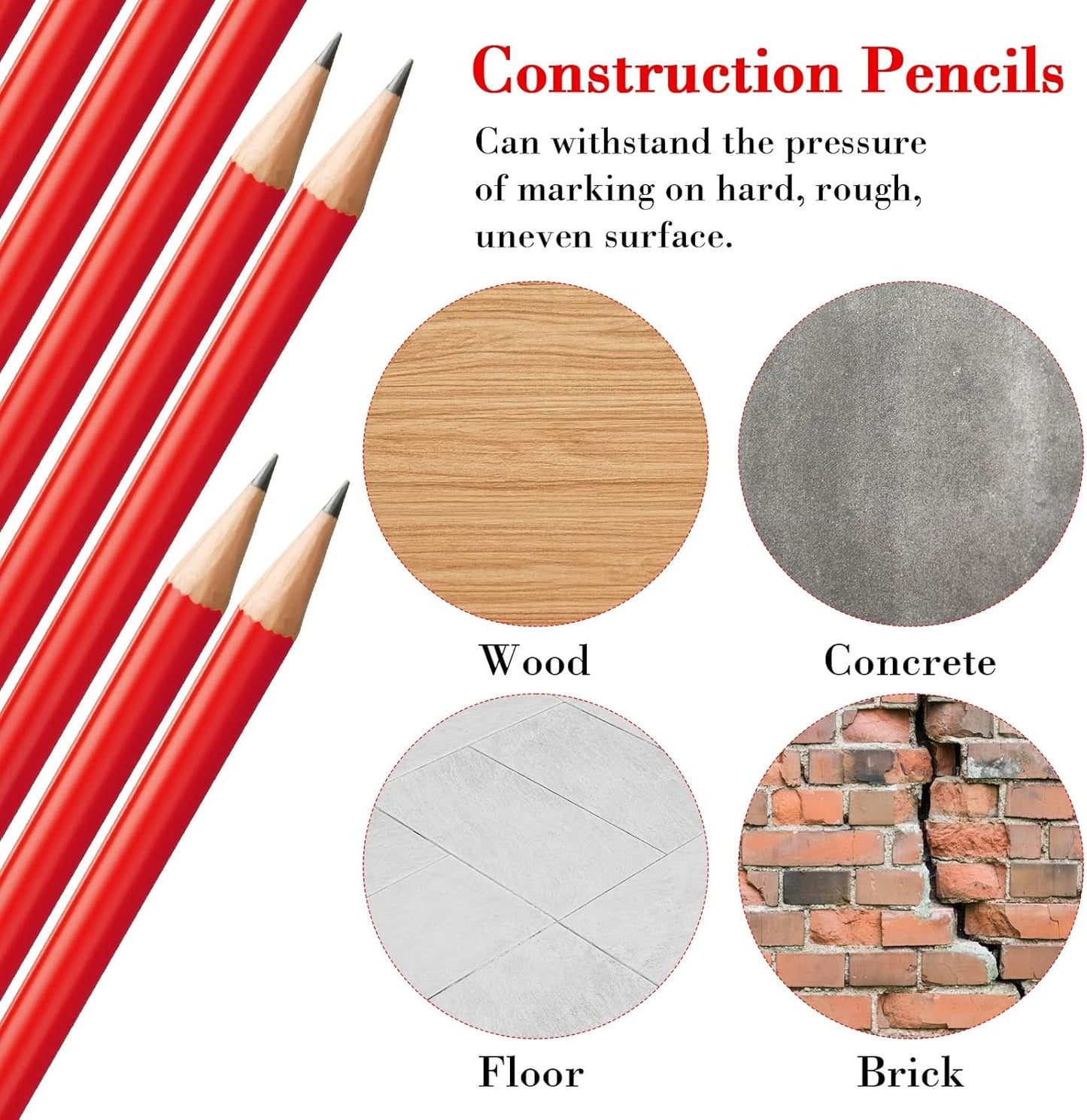 Fainne 96 Pcs Jumbo Pencil with Black Core Cedar Wooden Pencil with Eraser for Carpenters Students Teachers School Construction Woodworkers Beginners Office Workers(Red,Classic)