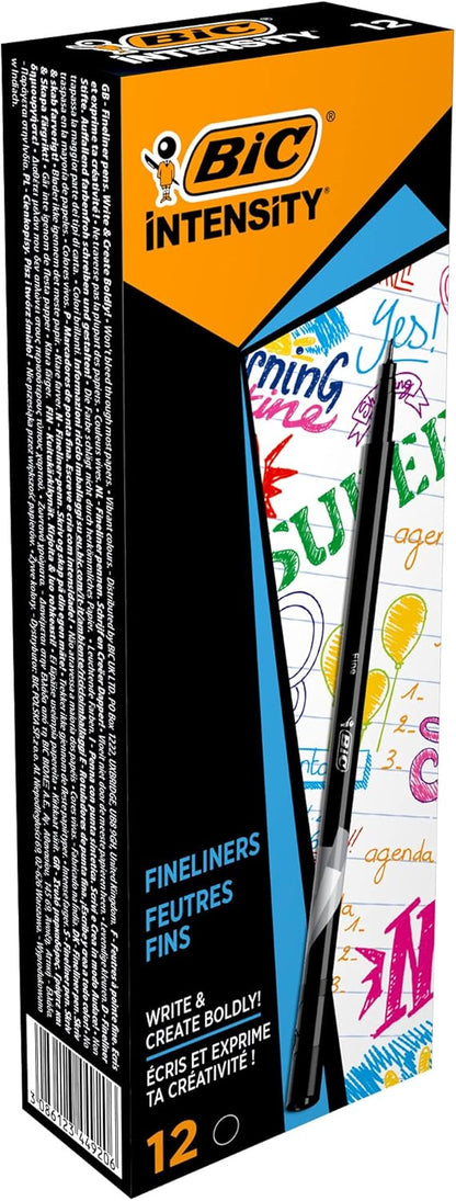 Bic Intensity 0.4 mm Fine Point Writing Felt Tip Pens (Pack of 12) 12 Black