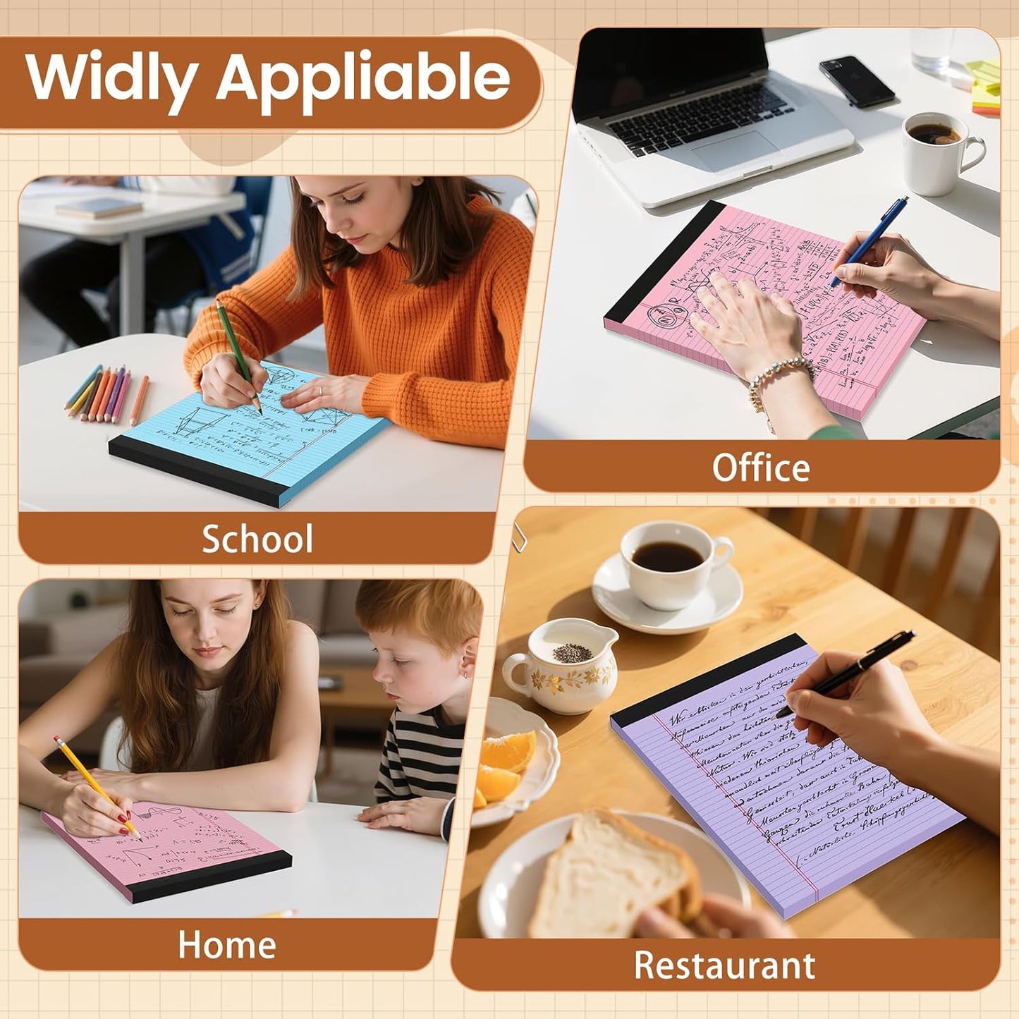 Legal Pads 8.5 X11, Narrow Ruled Notepads, 2 Pack, 50 Sheet/Pad, White Legal Pads, Tear Off Notepad, Perforated Writing Pad, Notebook Paper College Ruled, Notepads for Office Home School, Notepad