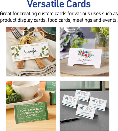 Avery Printable Tent Cards with Sure Feed Technology, 2" x 3.5", White, 160 Blank Place Cards for Laser or Inkjet Printers (5302)