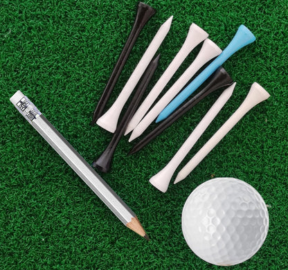Adhere 25pcs Golf Pencils with Eraser Pre sharpened Hexagon half Wooden Pencils Graphite 2B for Golf Event Scoring,Classroom,Wedding,Company Meetings,Pew, Pocket (Nature)