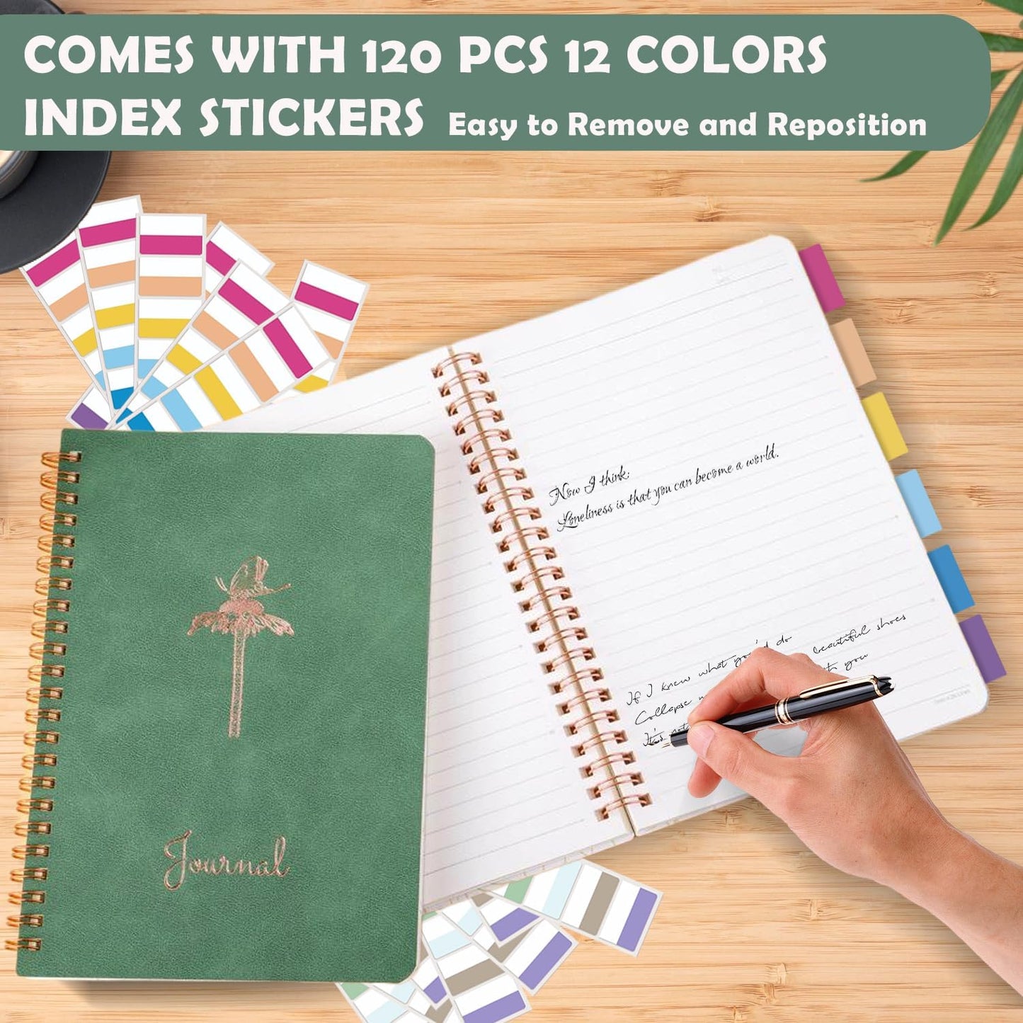 4 Pack Small Spiral Notebooks 3.5 x 5.5 in College Ruled, Mini Spiral Notebook, Waterproof 80 Sheets/160 Pages, Pocket Notebook with 120 Pcs Sticky Index Tabs for Home Office College School