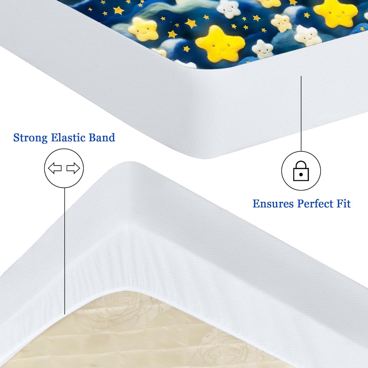 Sufdari Mattress Protector,Waterproof 18" Deep Pocket Mattress Cover Fitted Sheet Style with Elastic Rubber Band,Washable and Easy Care-Black,Queen