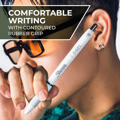 Sharpie S-Gel Pens, Fashion Barrel White Pearl, Medium Point (0.7mm), Bold Ink Colors, 8 Count