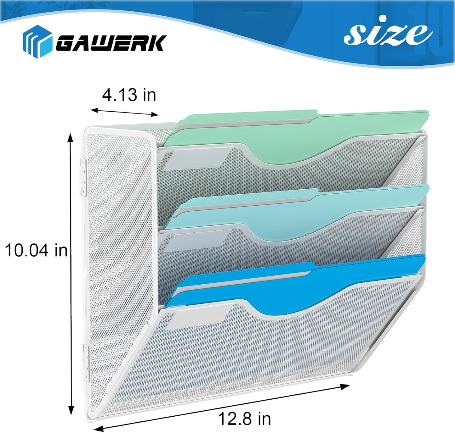 Gawerk 10-Tier Wall File Organizer Hanging Wall File Holder Wall Mount Paper Folder Organize, Mesh Magazine Document Mail Organizer Wall Organizer for Office School Home, Black