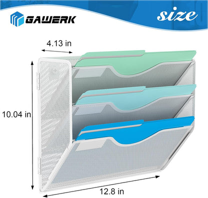 Gawerk 10-Tier Wall File Organizer Hanging Wall File Holder Wall Mount Paper Folder Organize, Mesh Magazine Document Mail Organizer Wall Organizer for Office School Home, Black