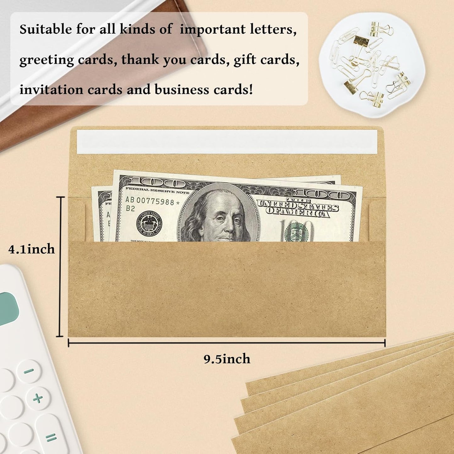 50 Pack #10 Business Envelopes, Sage Green Standard Envelopes Self Seal, Letter Size Mailing Envelopes for Checks Letters Invoices Statements Birthday Graduation Wedding, 4 1/8 x 9 1/2 Inch