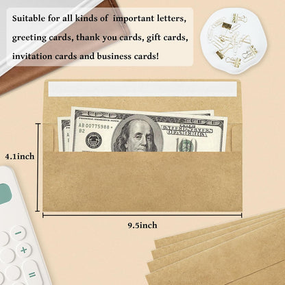 50 Pack #10 Business Envelopes, Sage Green Standard Envelopes Self Seal, Letter Size Mailing Envelopes for Checks Letters Invoices Statements Birthday Graduation Wedding, 4 1/8 x 9 1/2 Inch