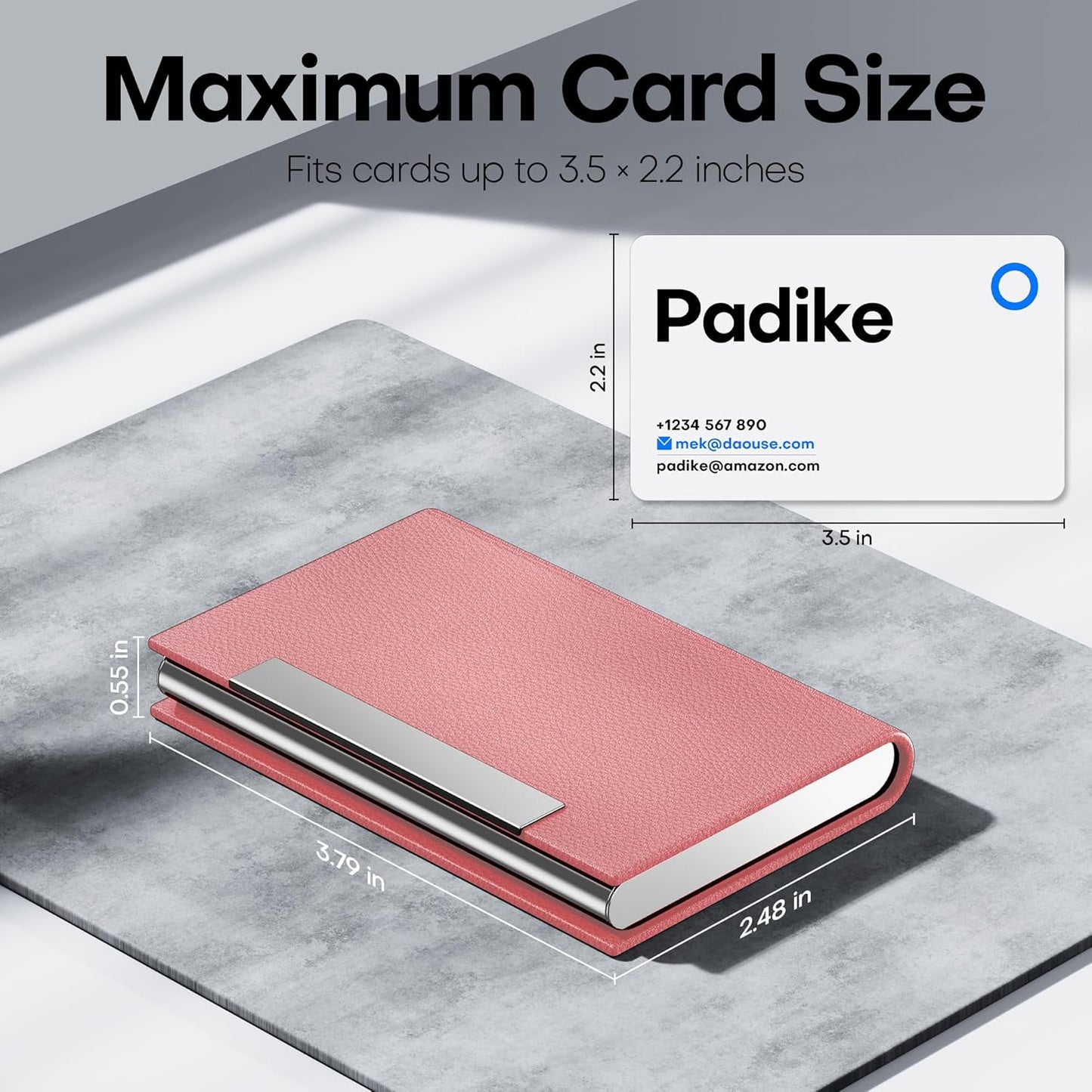 Padike Business Card Holder/ Case Professional PU Leather & Stainless Steel Multi Wallet Credit Card ID Case/Holder for Men & Women. (Black)