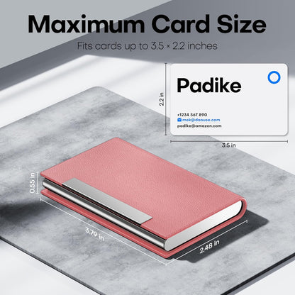 Padike Business Card Holder/ Case Professional PU Leather & Stainless Steel Multi Wallet Credit Card ID Case/Holder for Men & Women. (Black)