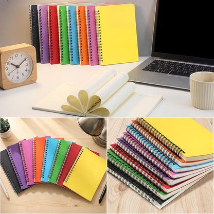 Leelosp 12 Pack Small Spiral Notebook Lined Spiral Journal College Ruled Notebook Wire Bound Kraft Cover, 120 Pages for Work (Multicolor,5.5 x 8.3 Inch)