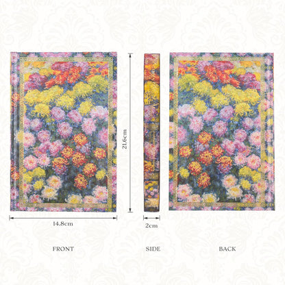 Hardcover Lined Journal - 224 Pages 100GSM Thick Paper A5 Notebook with Gilded Edges, Elegant Blue Damask Floral Pattern, Classic Aesthetic Diary for Women