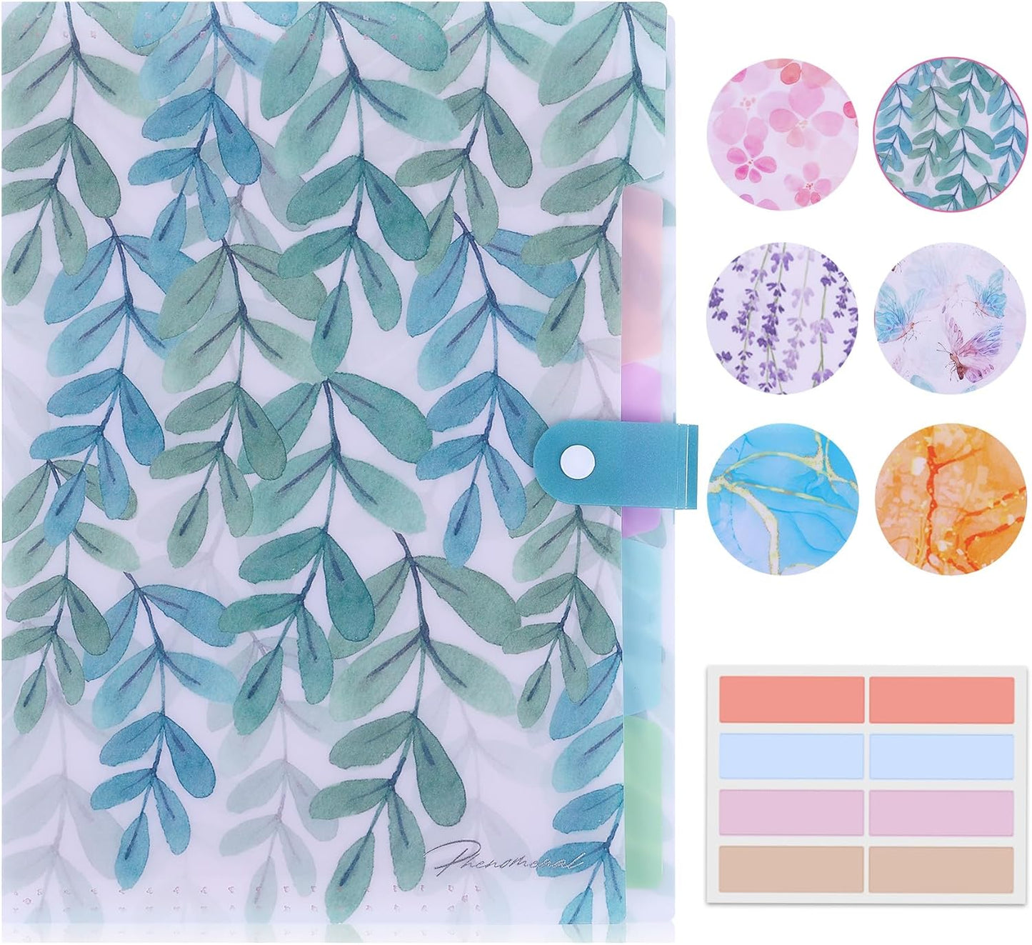 Forest Series Expanding File Folder Stylish Funky Cute Retro Document Organizer with Natural Scenes for Students,Teachers & Freelancers - Blue Butterfly