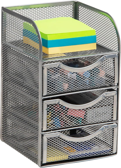 Mind Reader Desktop Accessory Storage, Paper Binder Clip Basket, Workspace, Office, Metal Mesh, 4.75"L x 5"W x 8"H, Black
