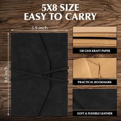 MINICAGIE Journal Notebook for Men Women Gifts Hardcover Leather Mens Journals for Writing 288 Pages 100 Gsm Paper Thick Journaling Notebooks for Work Diary, 5.7x8.3 In, Blue