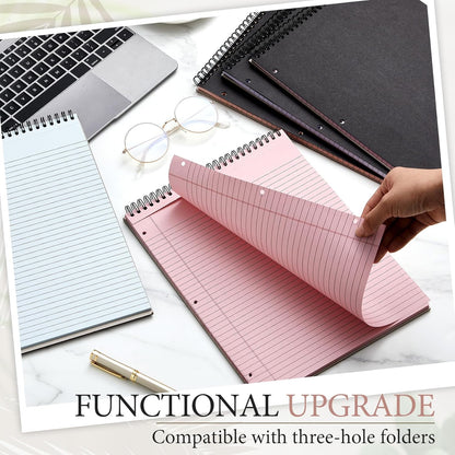 MotiMind 10 Pack 8.5" x 11" Top Spiral Notebook with 3 Hole Punched Morandi Colors Legal Pads College Ruled Notepad 50 Sheets Hard Cardboard Paper Wirebound Notepad for Office School Business