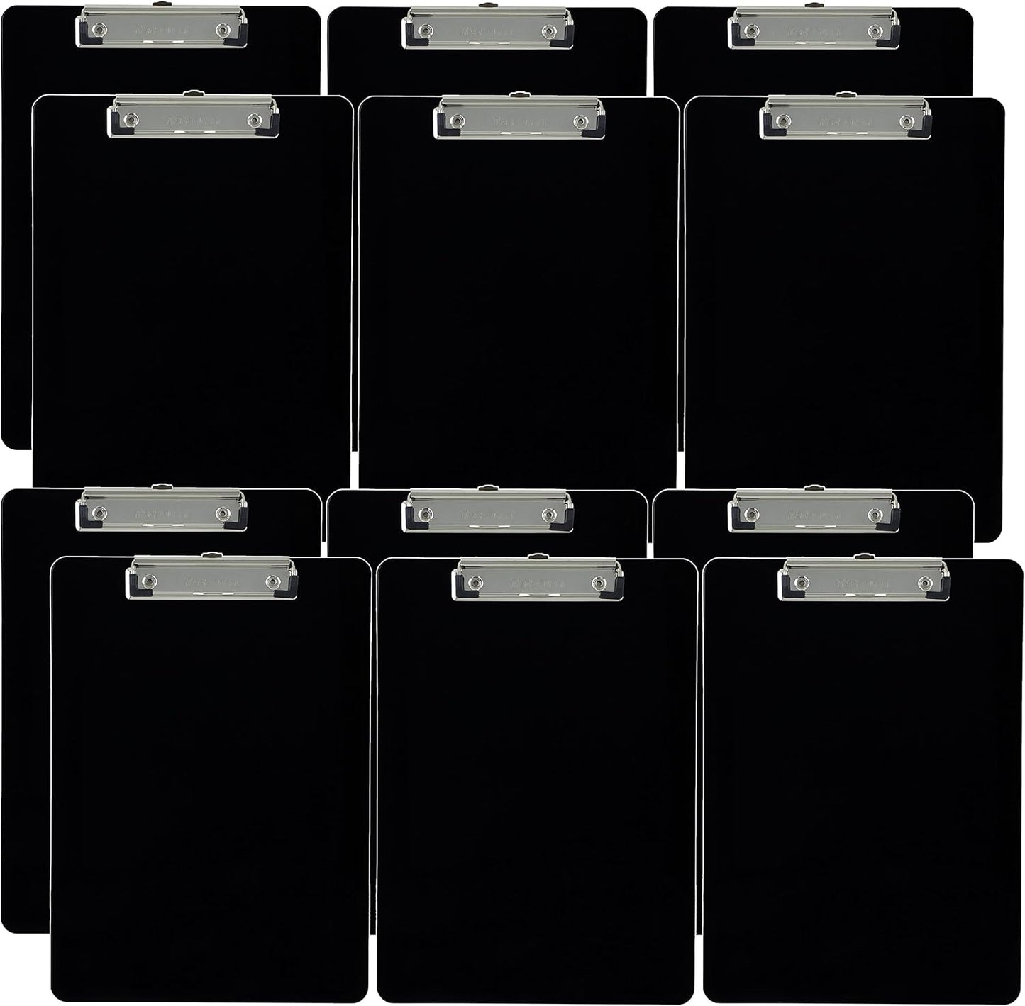 Trade Quest Plastic Clipboard Opaque Color Letter Size Low Profile Clip (Pack of 12) (Black)