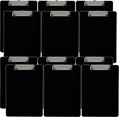 Trade Quest Plastic Clipboard Opaque Color Letter Size Low Profile Clip (Pack of 12) (Black)