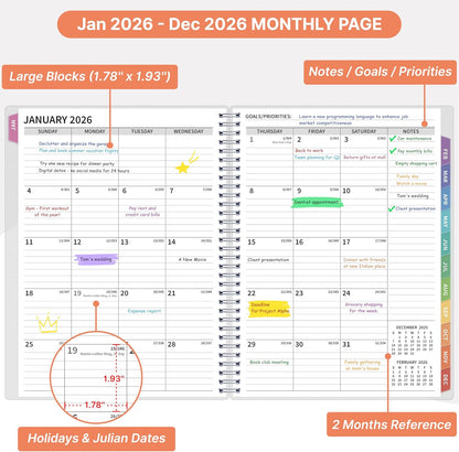 2026 Appointment Book, 30 Minutes-Hourly, Weekly ＆ Monthly Calendar Planner 2026, Jan 2026 - Dec 2026, 8.5'' x 11'', 2026 Daily Planner with Tabs ＆Pocket, Flexible Cover, Great for Office, Home, School