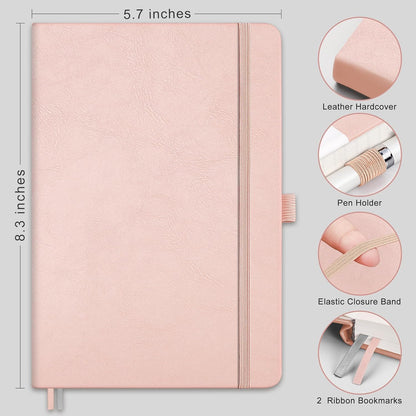 RETTACY Graph Grid Paper Notebook, 192 Pages, A5 Medium Size (5.7'' x 8.3''), 5 Squares per Inch, Leather Hardcover, 100 GSM Thick Paper, for School, Students, Math, Engineering (Brown)