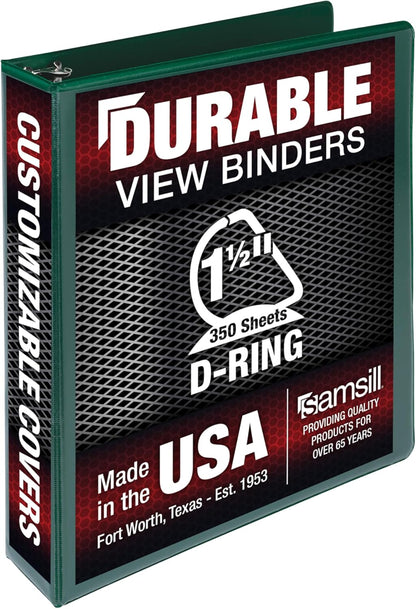 Samsill Durable 4 inch 3 Ring Binder, D Ring Binder, 100% Recycled Chipboard, Black, 2 Pack