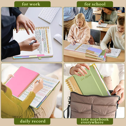 Hardcover Large Spiral Notebook 8.5" x 11" with Removable Dividers Tabs, 300 pages Leather 5 Subject Notebook College Ruled, A4 Journal for Women Men, Notebooks for Work School Note taking,Black